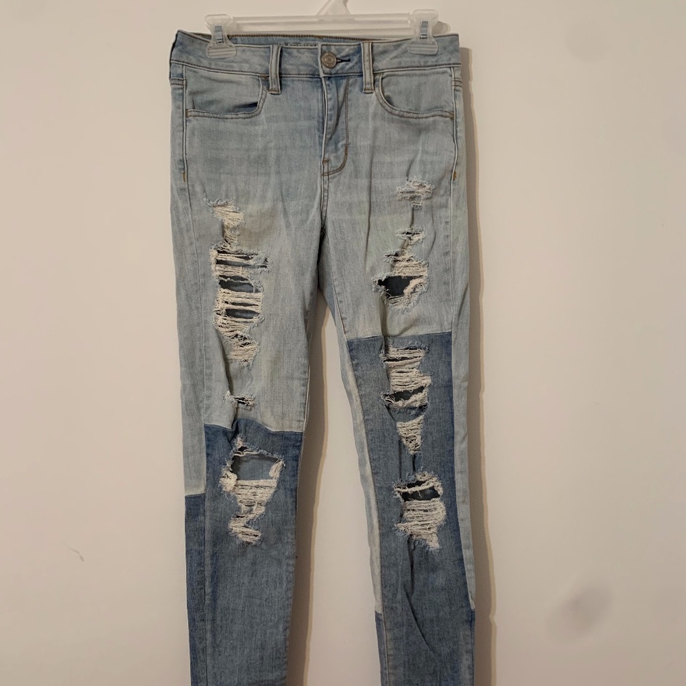 American Eagle Colorblock Skinny Jeans